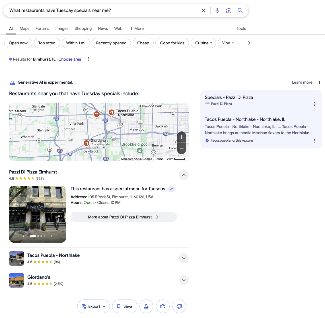 Restaurant Google AIO
