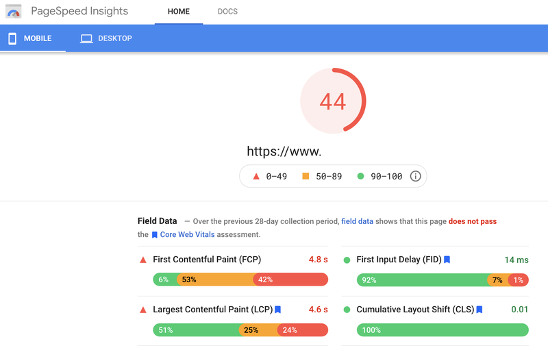 Google Lighthouse example - BrightEdge